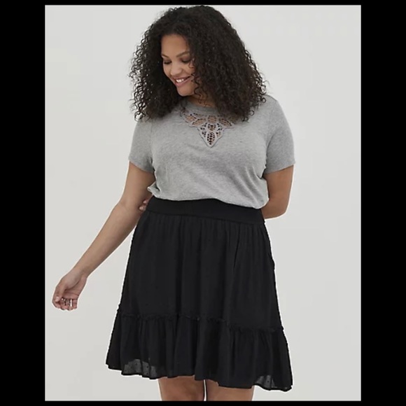 Torrid Crochet Tee-Heather Grey NWT Size 10 - Picture 14 of 16